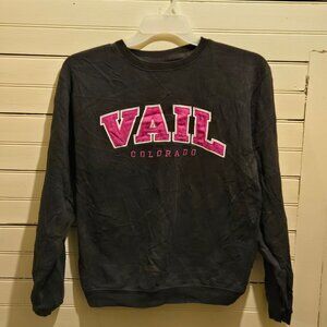 Vail Resortwear Sweatshirt Unisex S Black Pink Colorado Pullover Crewneck